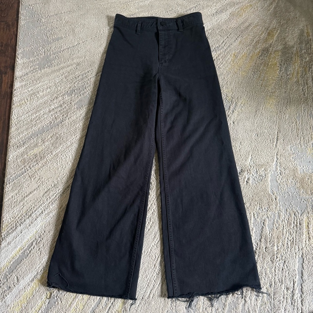 Zara Charcoal Wide Leg Flare Jeans